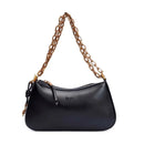Bolsa Pequena Baguete Soft Preta Alça De Ombro Corrente
