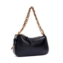 Bolsa Pequena Baguete Soft Preta Alça De Ombro Corrente