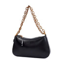 Bolsa Pequena Baguete Soft Preta Alça De Ombro Corrente