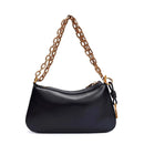 Bolsa Pequena Baguete Soft Preta Alça De Ombro Corrente